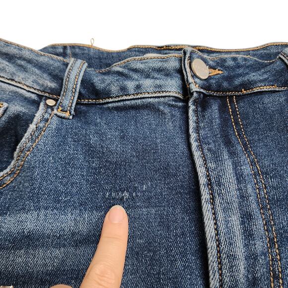 Risen Jeans Womens High Rise Straight Leg Jean Plus Size 1XL Dark Blue Stretch - Picture 11 of 15